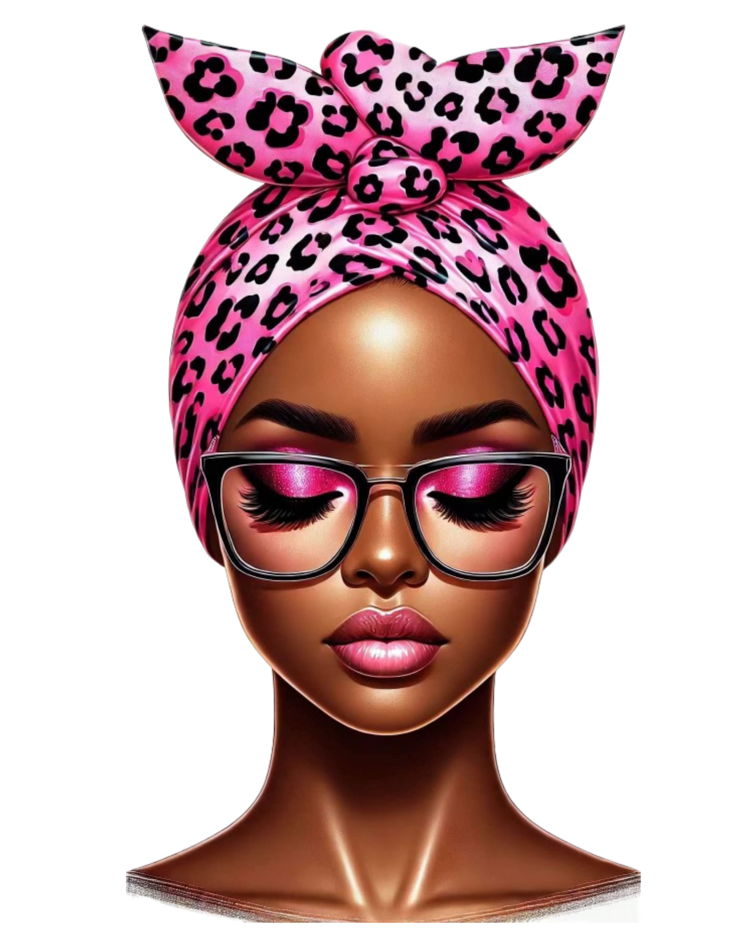 Pink Leopard Head Scarf Lady