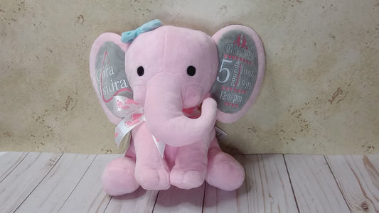 Pink Birth Stat Elephant